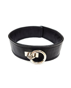 Vegan leren BDSM-halsband met D-ring zwarte accessoire