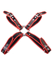 Load image into Gallery viewer, Adjustable Large Leather Chest Harness Black Red Trim
