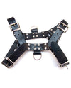 Studded Leather Overhead Harness with D-Rings for Style