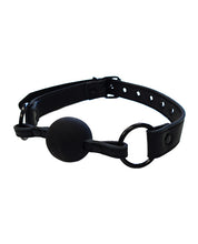 Load image into Gallery viewer, Black Leather Ball Gag with Adjustable Strap and Rubber Ball
