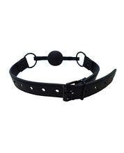 Load image into Gallery viewer, Black Leather Ball Gag with Adjustable Strap and Rubber Ball
