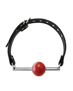 Gag en cuir rouge et noir avec boule en caoutchouc amovible