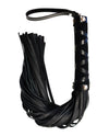 Studded Black Leather Flogger - 54cm for Sensory Play