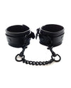 Black Leather Ankle Cuffs with Detachable Chain