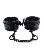 Load image into Gallery viewer, Black On Black Leather Wrist Cuffs With Chain For Style
