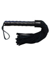 Black Suede Flogger with Leather Handle - 40cm for Sensual Play