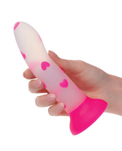 Load image into Gallery viewer, Radiant Heart Glow-in-the-Dark Dildo with Suction Cup - Pink
