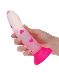 Dildo Radiant Heart qui brille dans le noir avec ventouse - Rose