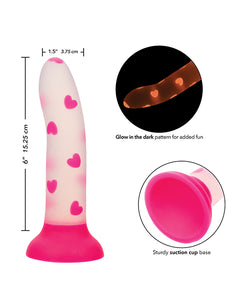 Dildo Radiant Heart qui brille dans le noir avec ventouse - Rose