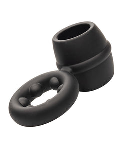 Ultra Stretch Dual Pleasure Silicone Ring - Black for Stamina