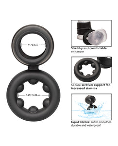 Ultra Stretch Dual Pleasure Silicone Ring - Black for Stamina