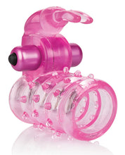 Load image into Gallery viewer, Basic Essentials Stretchy Vibrating Bunny Enhancer - Pink
