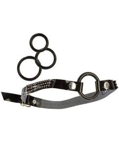 Diamond Dreams Open Ring Gag - Black Adjustable Pleasure