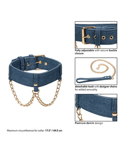 Denim Äventyr Halsband & Koppel Set