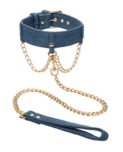 Denim Äventyr Halsband & Koppel Set