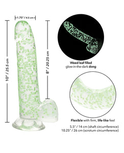 Glow-in-the-Dark Weed Leaf Dildo with Suction Cup Base