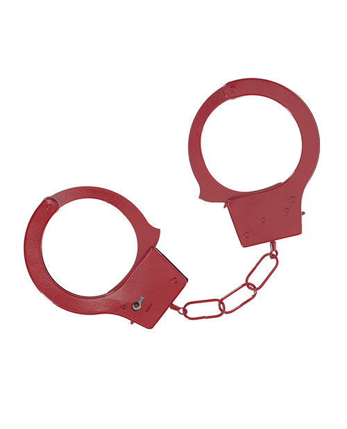 Red Classic Metal Handcuffs for Playful Adventures