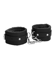 Cargue la imagen en el visor de la galería, Esposas de tobillo de cuero sintético Plush Comfort - Negro
