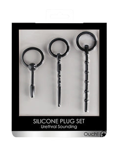 Urethral Pleasure Silicone Sounding Plug Set - Black