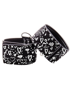 Versatile Black Hand Cuffs with Street Art Design by Shots Ouch Love