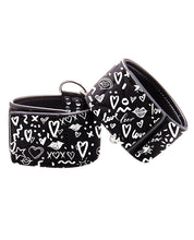 Load image into Gallery viewer, Versatile Black Ankle Cuffs with Street Art Design - Shots Ouch Love Collection
