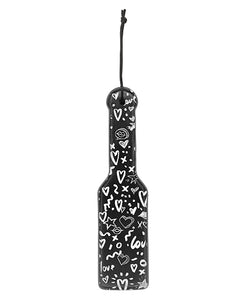 Kinky Leather Paddle for Dominance and Submission - Black Street Art Design