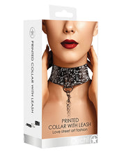 Load image into Gallery viewer, Ouch Love Street Art Fashion Bonded Leather Collar &amp; Leash Set - Black
