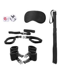 Kit de restricție pentru bondage cu suport de pat, cu accesorii bonus