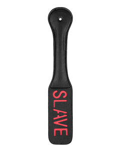 Reversible Slave Mark Paddle - Black Faux Leather