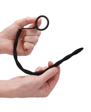 Load image into Gallery viewer, Silicone Urethral Sounding Probe &amp; Cock Ring Combo - Black
