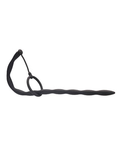 Silicone Urethral Sounding Probe & Cock Ring Combo - Black