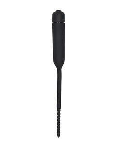 Sonde urétrale vibrante en silicone avec embout perlé - Noir