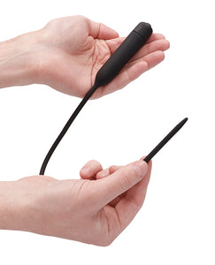 Ultra-Long Silicone Urethral Sounding Vibrator Black