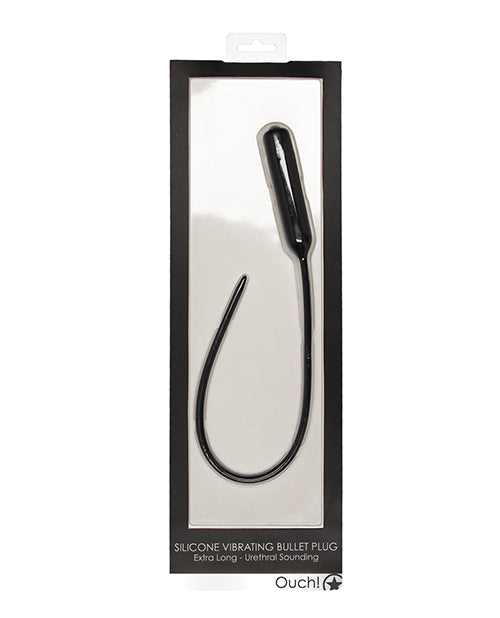 Ultra-Long Silicone Urethral Sounding Vibrator Black