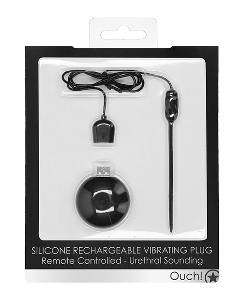 Rechargeable Remote-Controlled Silicone Urethral Sounding Vibrator Black