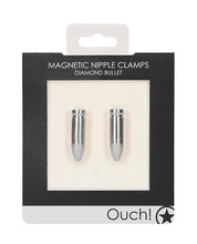 Load image into Gallery viewer, Diamond Bullet Magnetic Nipple Clamps by Shots Ouch - Silver Edition
