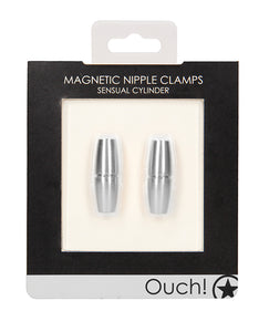 Magnetic Cylinder Nipple Clamps for Sensual Play - Silver