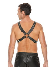 Load image into Gallery viewer, Men&#39;s Black Heavy-Duty Buckle Chest Harness with O-Rings
