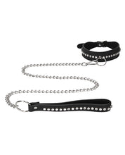 Load image into Gallery viewer, Diamond-Studded Black BDSM Collar &amp; Leash Set
