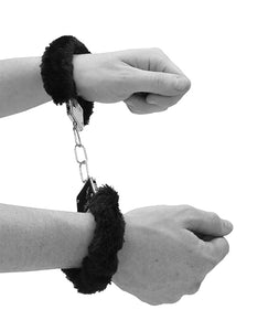 Naughty Plush Black & White Beginner's Furry Cuffs Black