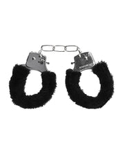 Załaduj obraz do przeglądarki galerii, Naughty Plush Czarno-Białe Furry Cuffs dla Początkujących Czarne
