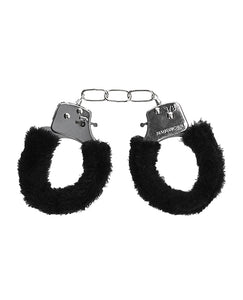 Naughty Plush Czarno-Białe Furry Cuffs dla Początkujących Czarne