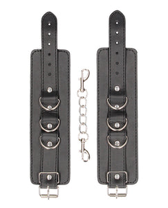 Versatile Black & White Leather Hand Ankle Restraints by Ouch