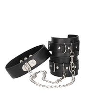 Load image into Gallery viewer, Ouch Versatile Black and White Leather Collar Cuff Set
