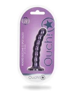 Dildo de G-Spot de 5" con cuentas en púrpura metálico