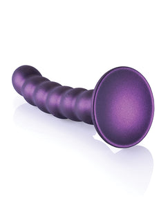 Dildo G-Spot cu mărgele de 5" de culoare violet metalic