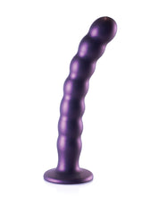 Carregue a imagem no visualizador da Galeria, Dildo G-spot de 8&quot; com contas na cor Roxo Metálico da Shots Ouch
