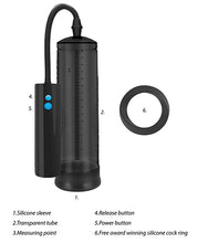 Load image into Gallery viewer, Rechargeable Extreme Power Vacuum Pump with Free Silicone Cock Ring Black
