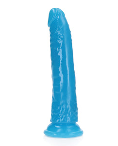 Neon Blue 7" Slim Glow-in-the-Dark Dildo by Shots RealRock