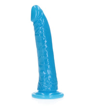 Load image into Gallery viewer, Neon Blue 7&quot; Slim Glow-in-the-Dark Dildo by Shots RealRock
